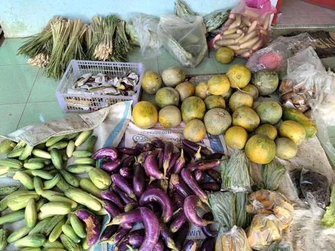 Central Java Indonesia January 24 2026: Fruit and vegetable traders, traditional Фото