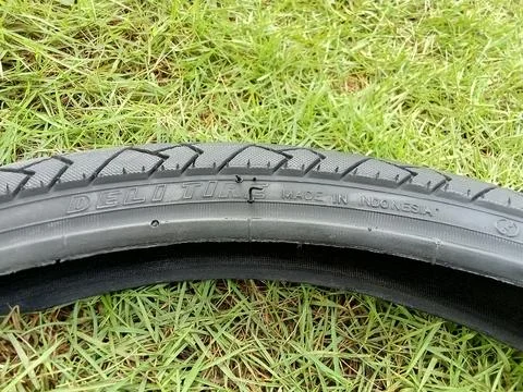 Central Java Indonesia January 7 2025: Closeup of bicycle tires. Stockfoto's