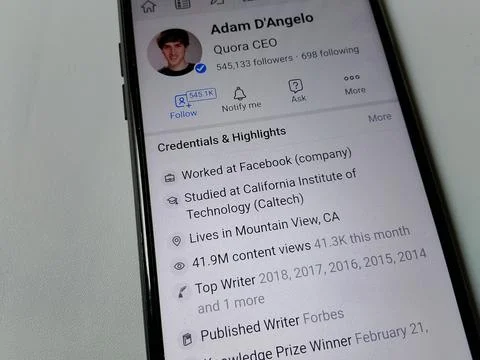 Central Java, Indonesia, July 21, 2025: Adam D'Angelo CEO of Quora, a social med 库存照片