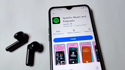 Central Java Indonesia July 23, 2025: Spotify app on play store. Stock Footage 313801400