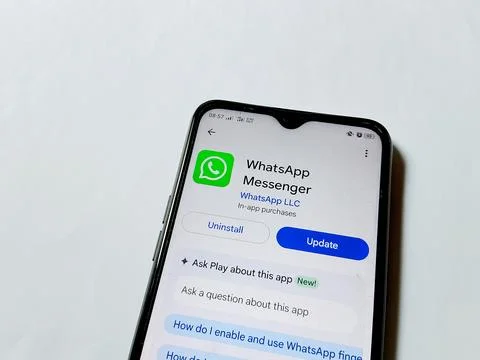 Central Java Indonesia July 23, 2025: WhatsApp application on play store. Фото