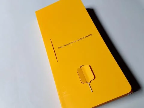 Central Java Indonesia July 28, 2025: sim ejector packaging, realme smartphone. Stock-Fotos