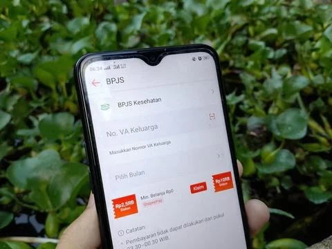 Central Java Indonesia July 31, 2025: Pay BPJS health insurance on the Shopee ap Stock Photos