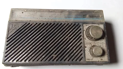 Central Java Indonesia June 16, 2025: An old radio that has not been used for a  Stock Footage 311653983