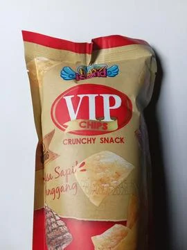 Central Java Indonesia June 19, 2025: Happy Island VIP Chips, snacks. Фото
