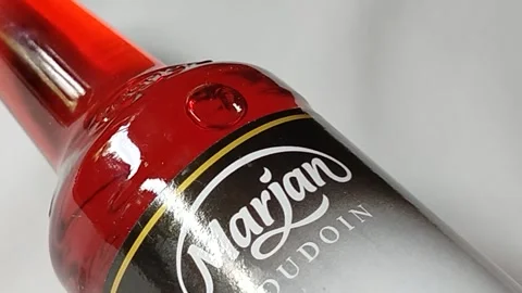 Central Java, Indonesia, March 23, 2026: Marjan Boudoin cocopandan syrup bottle Stock Footage 332159508