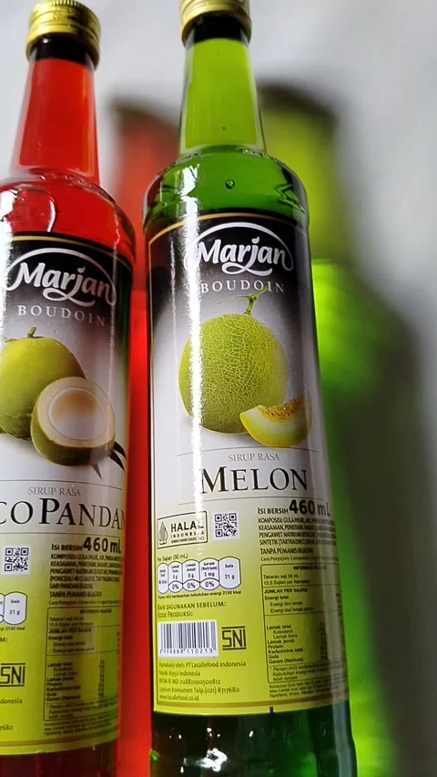 Central Java, Indonesia, March 23, 2026: Popular Indonesian syrup, Marjan Stock Footage 332159514