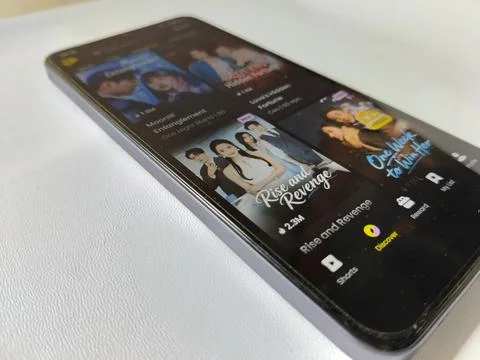 Central Java, Indonesia, March 23, 2026: Mobile streaming platform Melolo  库存照片