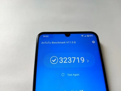 Central Java Indonesia March 23, 2026: AnTuTu Benchmark app on Android device 写真素材