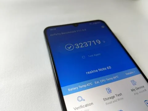 Central Java Indonesia March 23, 2026: AnTuTu Benchmark app on Android device 写真素材