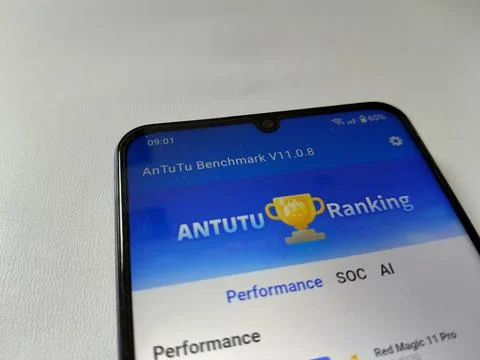 Central Java Indonesia March 23, 2026: AnTuTu Benchmark app on Android device Stock Photos
