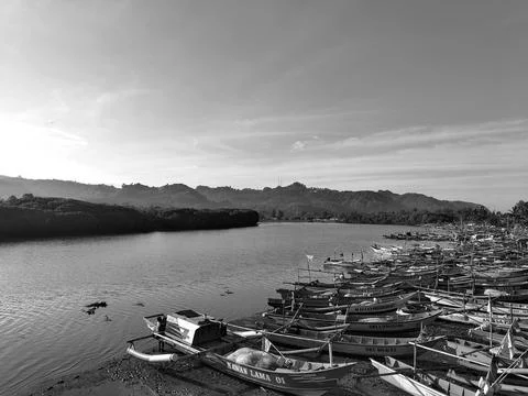 Central Java Indonesia March 25, 2026: black and white photograph of traditional 库存照片