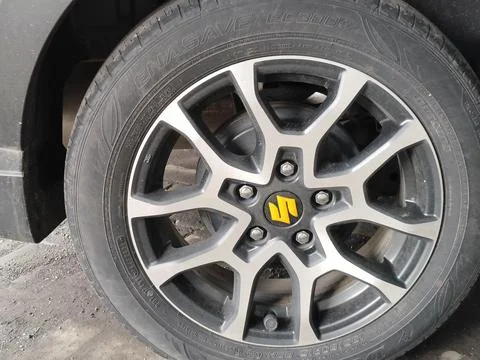 Central Java, Indonesia, March 3, 2026: Close-up photo of Suzuki XL7 tires  Stock-Fotos