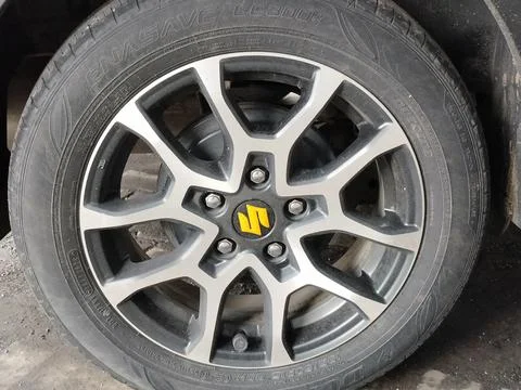 Central Java, Indonesia, March 3, 2026: Close-up photo of Suzuki XL7 tires  Stock Photos