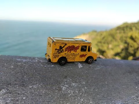 Central Java, Indonesia, March 6, 2026: Diecast model panel truck photographed. Stock Photos