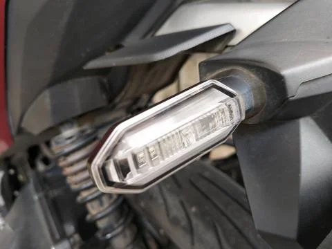 Central Java, Indonesia, March 8, 2026: Rear signal light on a motor scooter  Stock-Fotos