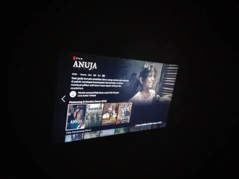 Central Java Indonesia March 9, 2025: Movie title  Anuja, streaming Netflix. Stock Photos