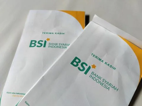 Central Java, Indonesia – May 10, 2026: A Bank Syariah Indonesia (BSI) money  库存照片