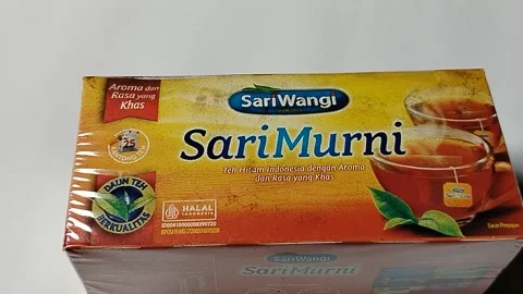 Central Java, Indonesia, May 19, 2026: Sari Murni Indonesian Black Tea  Stock Footage 335191891