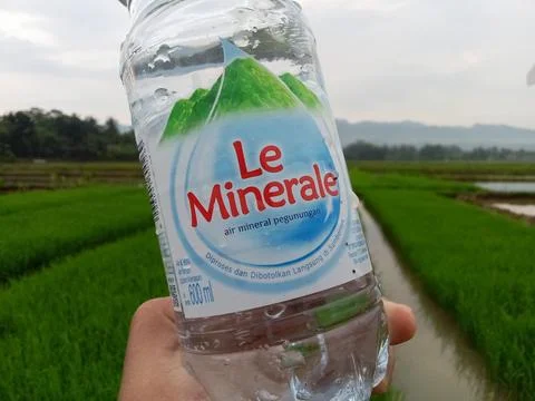 Central Java Indonesia May 4, 2025: Le Mineral bottled drinking water. Stock Photos