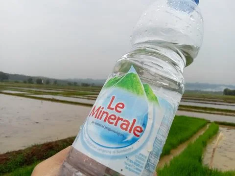 Central Java Indonesia May 4, 2025: Le Mineral bottled drinking water. Stock Photos