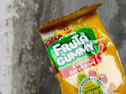 Central Java Indonesia November 12, 2025: Fruta Gummy is a sweet jelly candy. Stock Photos