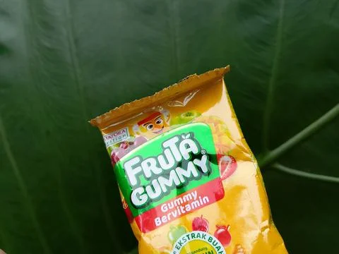 Central Java Indonesia November 12, 2025: Fruta Gummy is a sweet jelly candy. Фото
