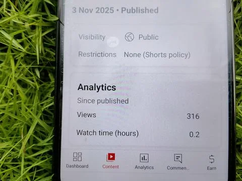 Central Java Indonesia November 27, 2025: channel analytics view in the YouTube  库存照片
