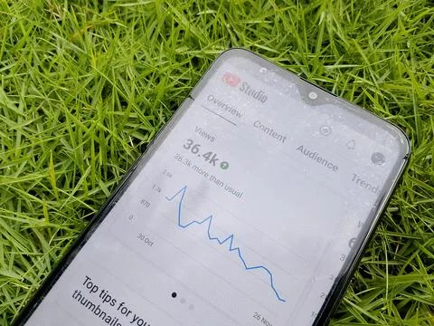 Central Java Indonesia November 27, 2025: channel analytics view in the YouTube  Fotos Stock