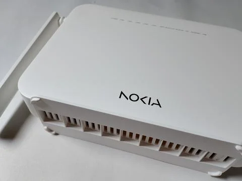 Central Java Indonesia November 29, 2025: NOKIA wifi router, technology theme. Foto stock