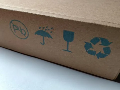 Central Java Indonesia November 29 2025: symbols on packaging cardboard. Stock Photos