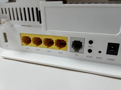 Central Java Indonesia November 29, 2025: Port on wifi router. Foto stock