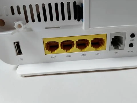 Central Java Indonesia November 29, 2025: Port on wifi router. Foto stock