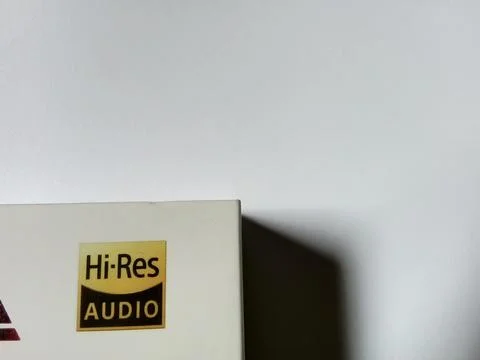 Central Java Indonesia October 11 2023: Hi-Res AUDIO logo on iem packaging. Stock Photos