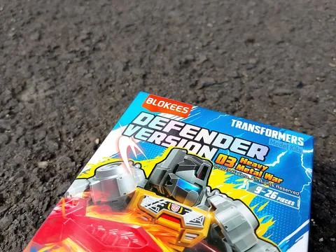 Central Java Indonesia October 13, 2025: Packaging Blokees Transformers Defender Fotos de archivo