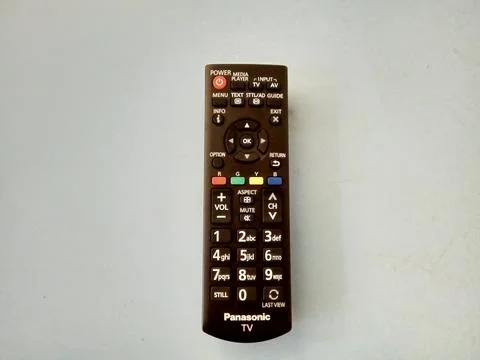 Central Java Indonesia October 2 2024: tv remote, over flat background.  Stock-Fotos