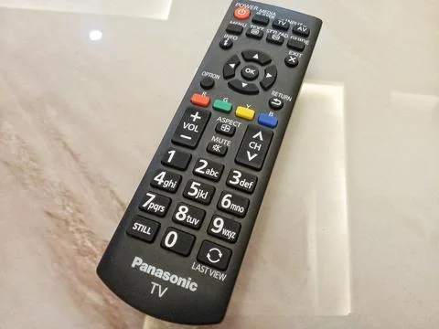 Central Java Indonesia October 2 2024: tv remote, over flat background.  Stock-Fotos