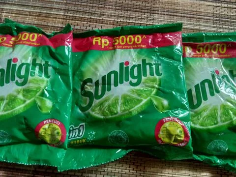 Central Java Indonesia, October 20, 2022: sunlight cream powder, dish cleaner an Фото