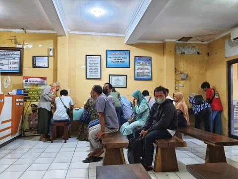 Central Java, Indonesia in October 2022. Several people are queuing and waiti Photos