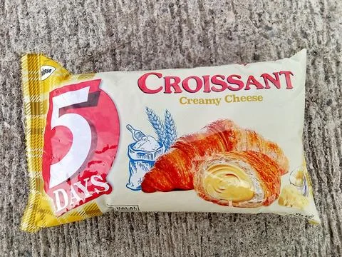 Central Java, Indonesia October 27, 2023: Closeup Croissant cake in packaging. Фото