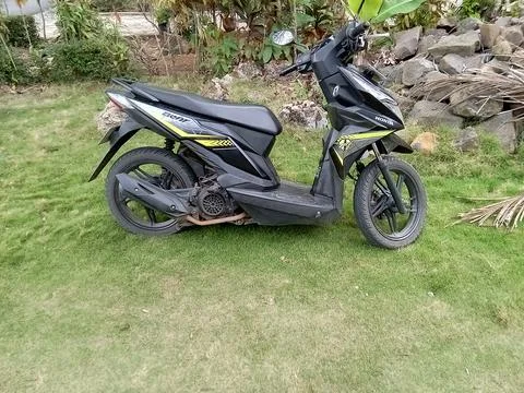 Central Java Indonesia October 4 2023: parked Honda beat motorbike. Photos