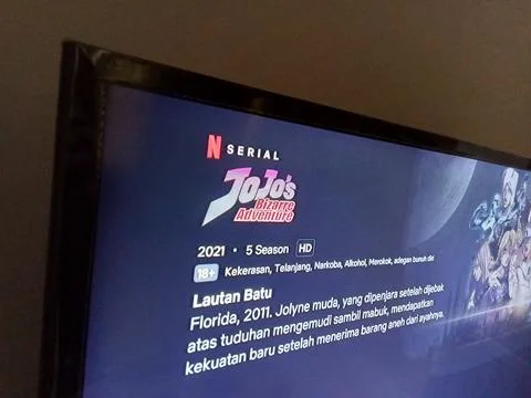 Central Java Indonesia Sept 28, 2025: Jojo's Bizarre Adventure anime on Netflix  Фото