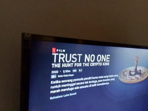 Central Java Indonesia Sept 28, 2025: Film Trust no one: the hunt for the crypto Stock-Fotos