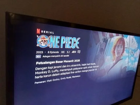 Central Java Indonesia Sept 28, 2025: Serial one piece on Netflix streaming plat Фото