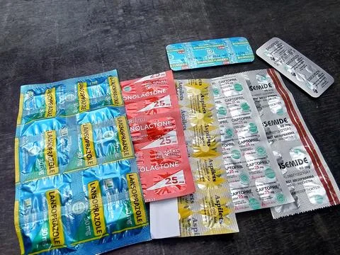 Central Java, Indonesia September 18, 2024: flat lay of some medicines  Фото