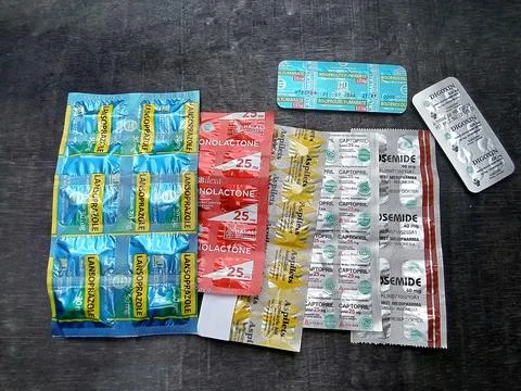 Central Java, Indonesia September 18, 2024: flat lay of some medicines  Фото