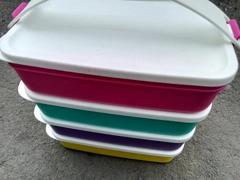 Central Java, Indonesia September 21, 2024: Tupperware food containers. Stockfoto's