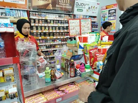 Central Java, Indonesia, September 24, 2026: A view from the checkout area showi Fotos de archivo
