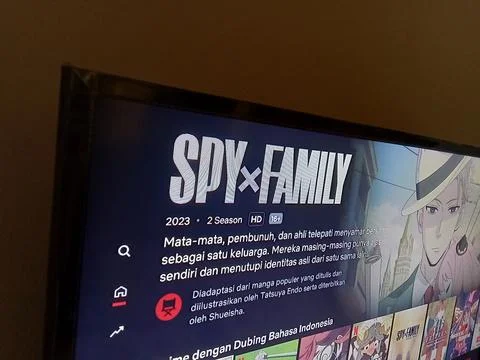 Central Java Indonesia September 28, 2025: spy x family anime on Netflix streami Stock Photos