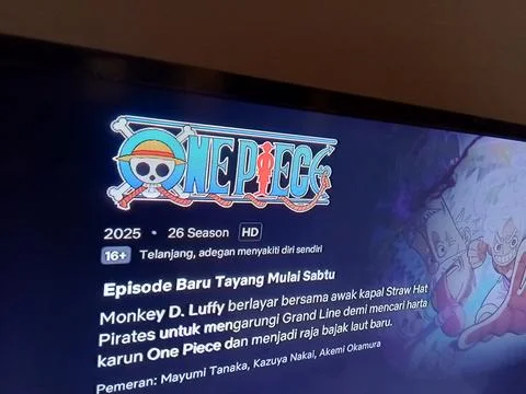 Central Java Indonesia September 28, 2025: One piece anime on Netflix strea Фото